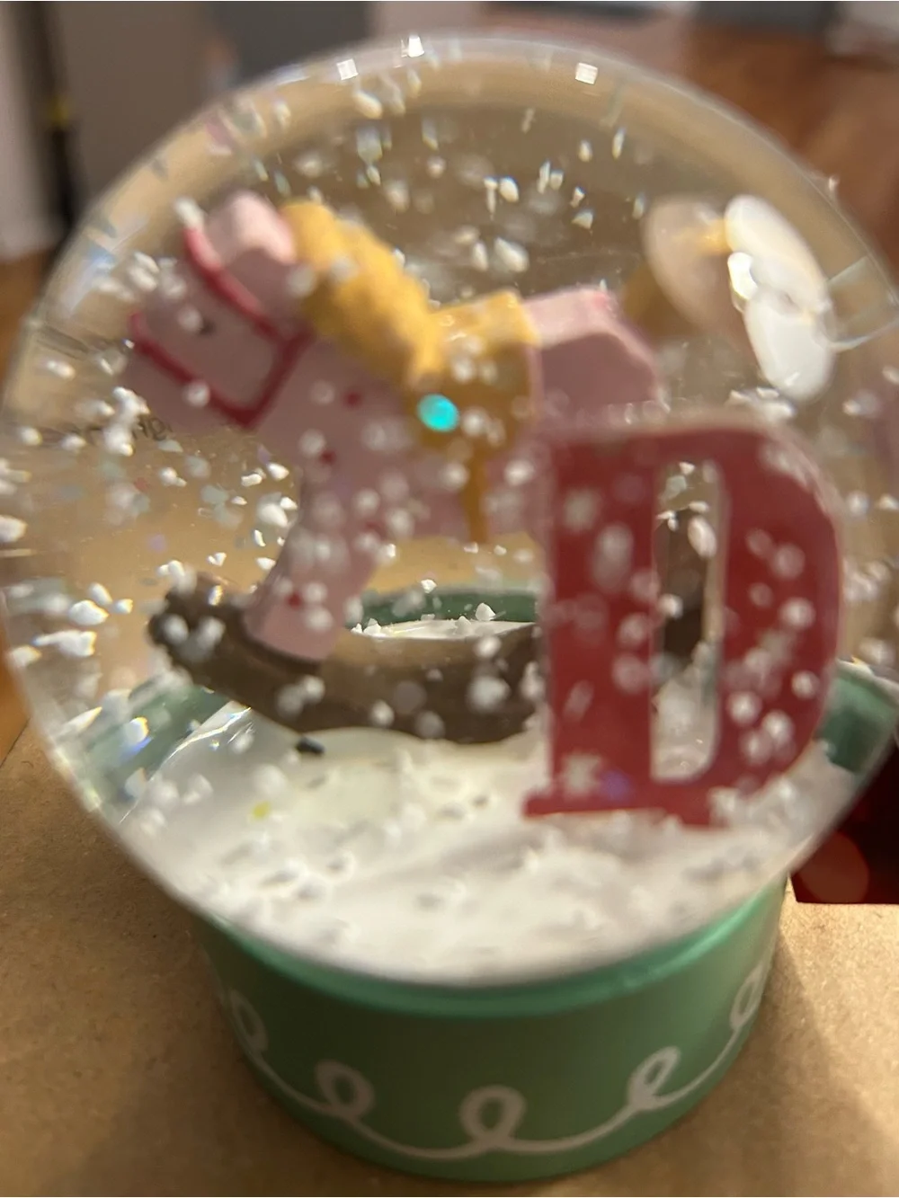 St. Nicholas Square Pink Rocking Horse Snow Globe - Holiday Decor